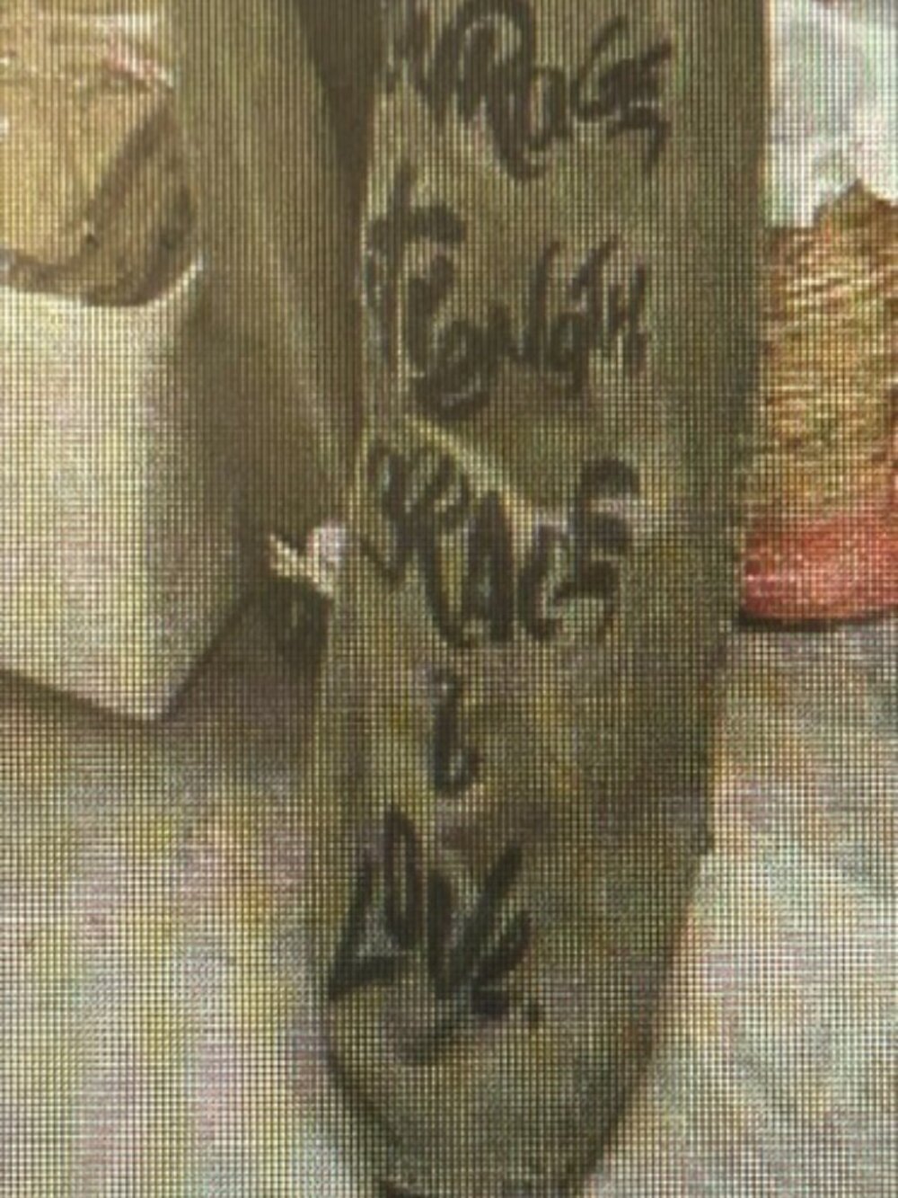 A Rare Bird Brave Enough Grey Green Graffiti Bird Heart Graphic Grunge JeansNWT